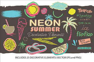 Neon Summer Seamless Patterns