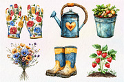 Gardening Day Watercolor Clipart, an Illustration by Dream Creation (Thumbnail 2 of 6)