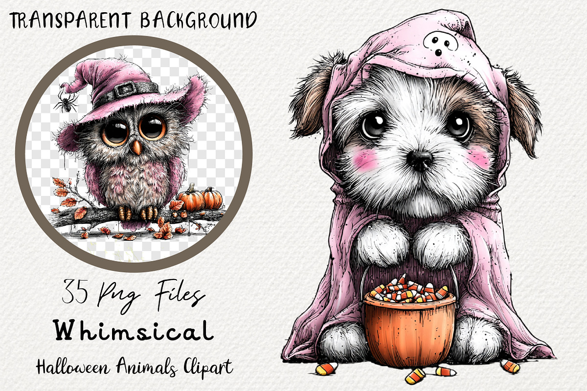 Whimsical Halloween Animals Clipart, a Transportation Illustration by Digital Artistic99 (Photo 1 of 7)