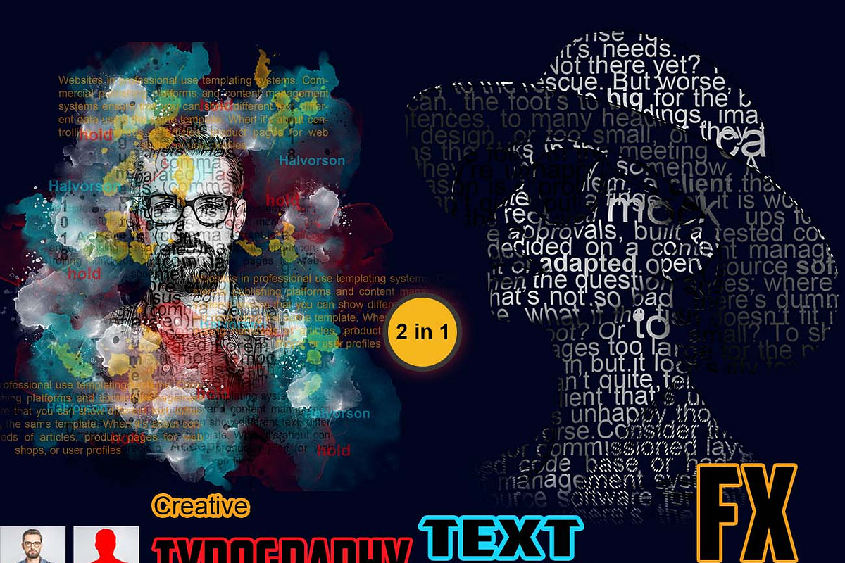 Creative Typography Text Portrait FX, an Action Add-On by Studio Retouch (Photo 1 of 11)