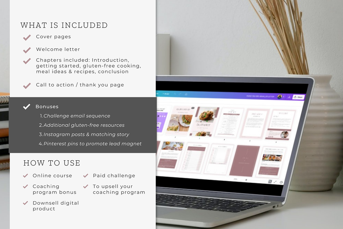 Gluten-Free Beginners eBook | Canva, a Magazine Template by Designs by Darowan (Photo 8 of 10)