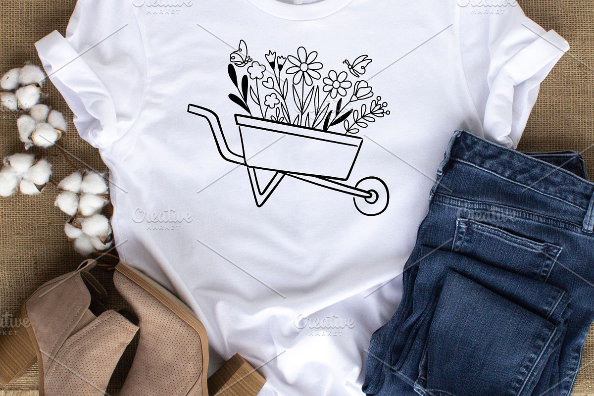 Floral Wheelbarrow svg, Wheelbarrow, an Illustration by Rajbir-Designs (Photo 5 of 6)