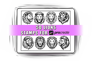 50 Lion Procreate Stamps Brushes