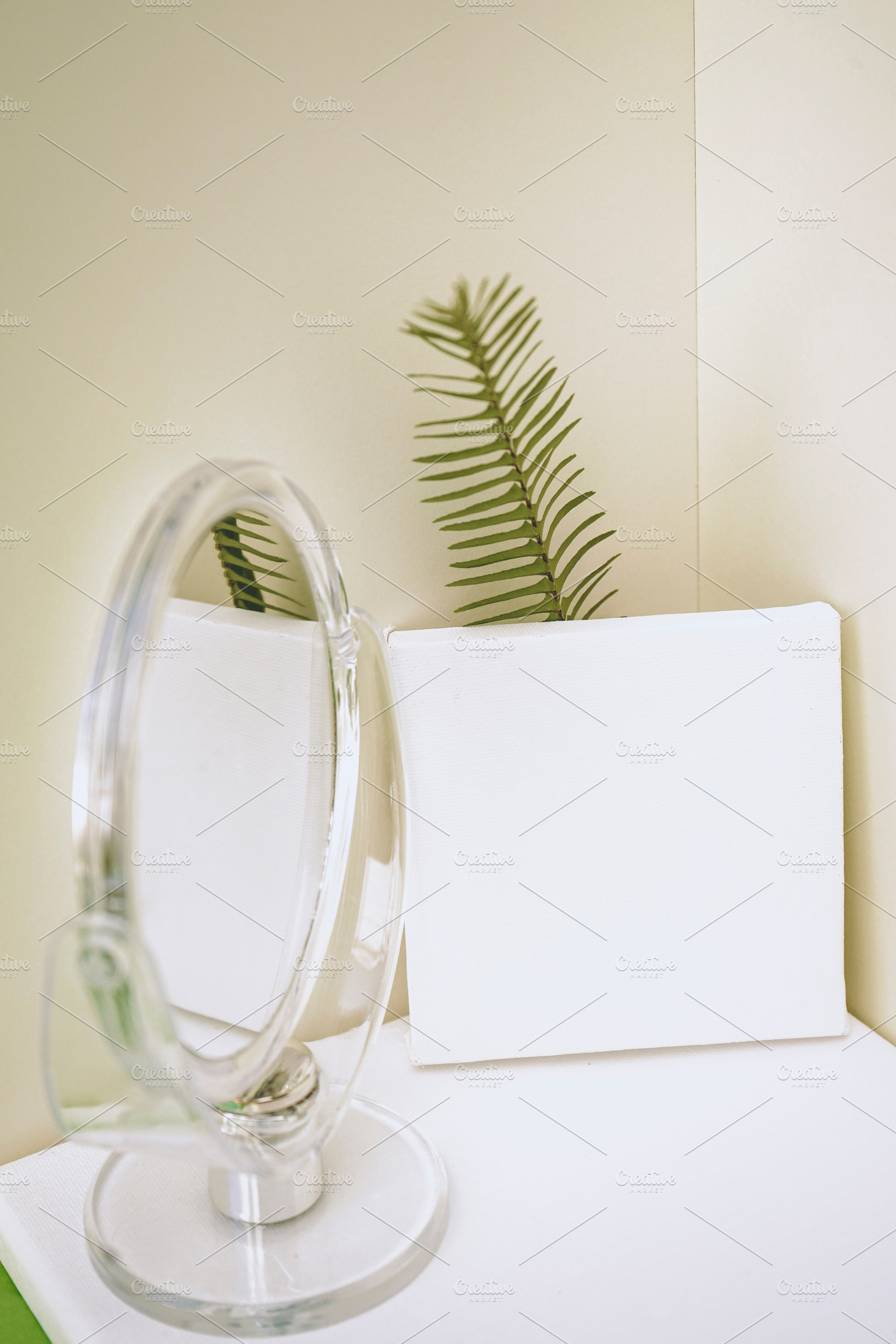 Clean and natural mockup in green and neutral tones, a Photo by NanihtaCreative