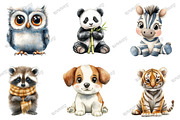 Watercolor Cute Animals Clipart, an Illustration by designcity5 (Thumbnail 2 of 5)