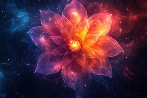 Vibrant cosmic flower radiates color, a Photo by Tanuart
