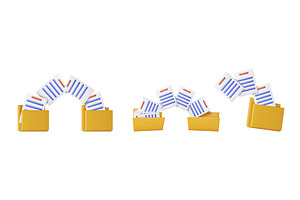 Three illustrations of documents, a Technology Illustration by Abscent