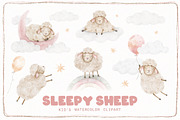 Sheep watercolor illustrations, an Animal Illustration by Fedulova Art (Thumbnail 1 of 14)