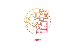 Cost red gradient concept icon, an Icon by IMG Visuals