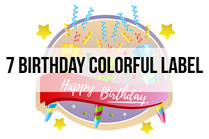 7 birthday colorful label