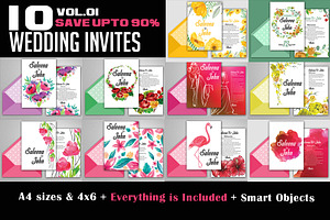 10 Wedding Invites Bundle Vol.01, an Invitation Template by Design Up