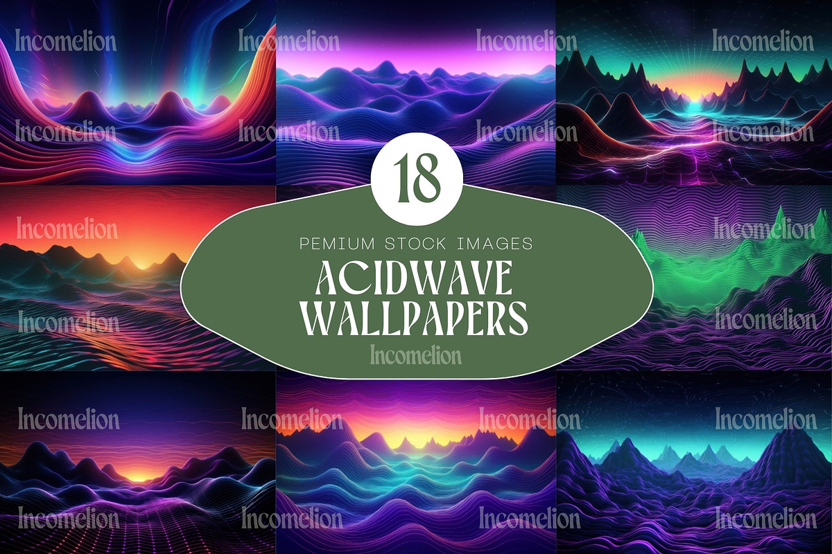 18 Acidwave Digital Wallpapers, a Wallpaper Graphic by Incomelion (Photo 1 of 6)
