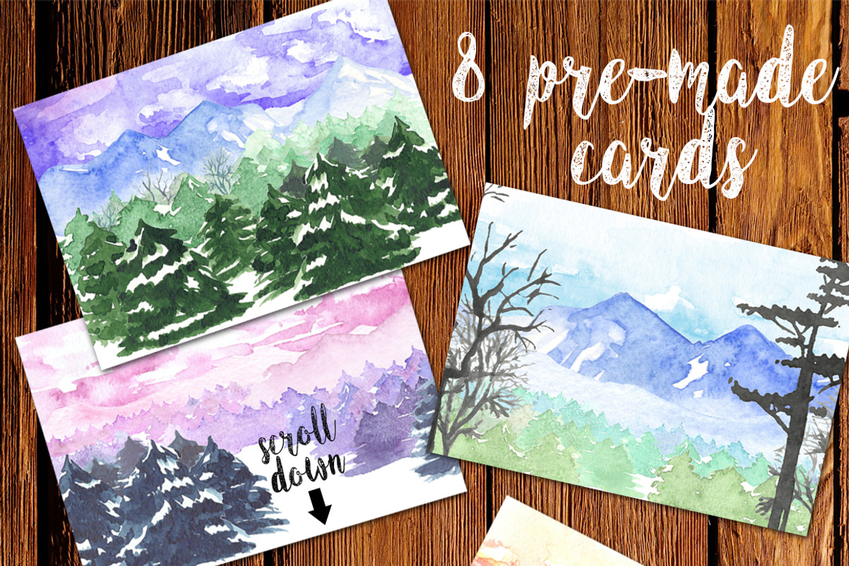 Watercolor Winter Landscape Creator, an Illustration by WBS Design (Photo 3 of 5)