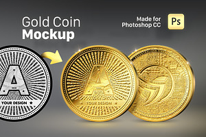 Gold Coin Mockup For Photoshop CC