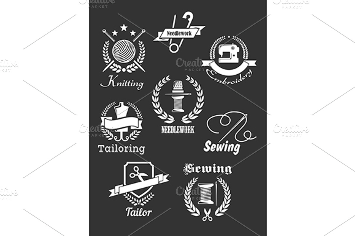 White handicraft icons on black, a Graphic by Vector Tradition