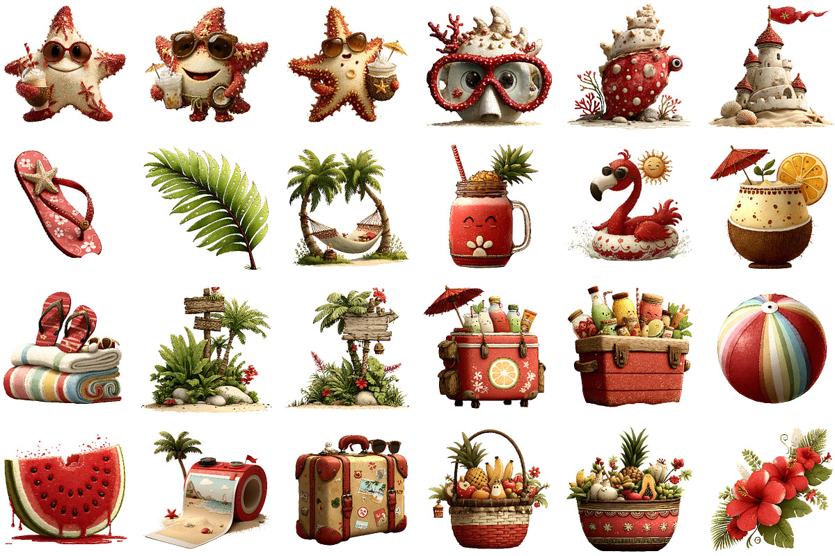 Watercolor Vacation Vibe Clipart, an Illustration by Sublimation Artist (Photo 2 of 6)