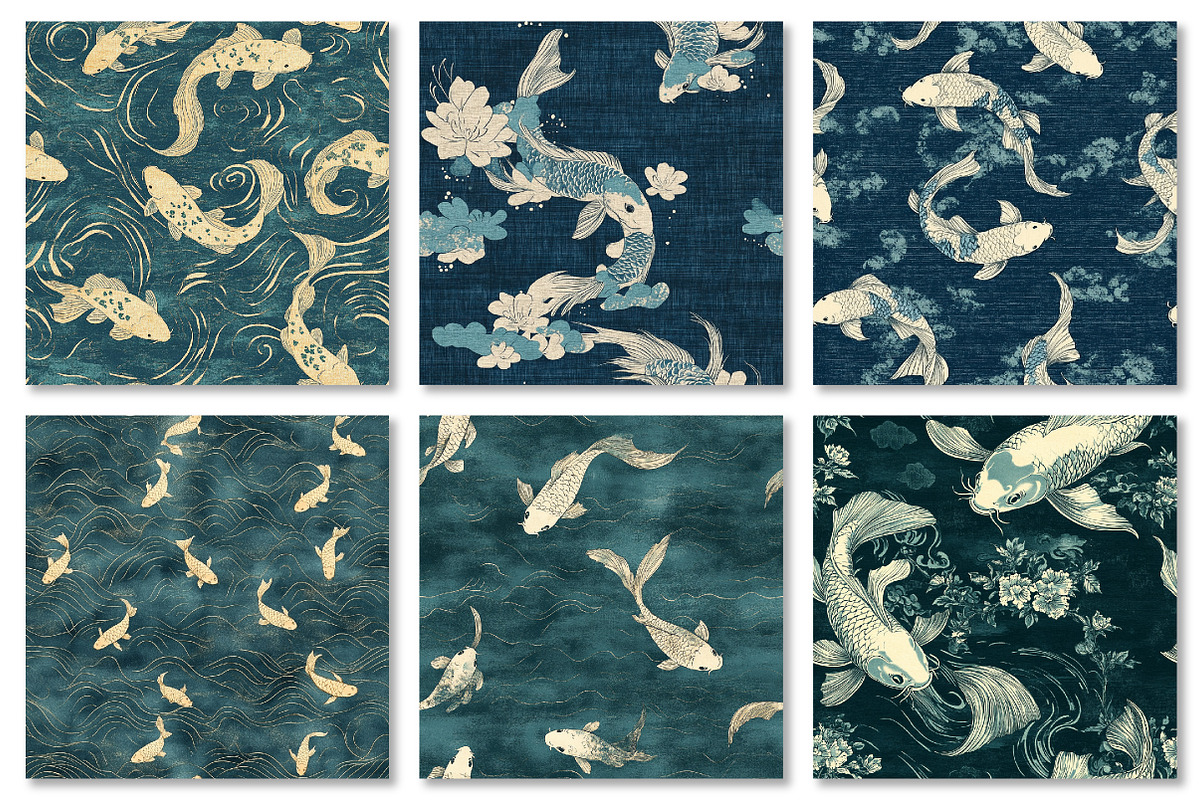 Petrol Koi Pond Japanese Texture, a Texture Graphic by Dream Creation (Photo 2 of 6)