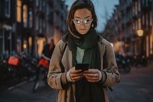 Young stylish girl walking 
