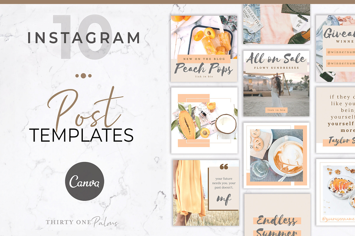 Instagram Posts for Canva | Peach, a Social Media Template by Thirty One Palms Studio (Photo 1 of 6)