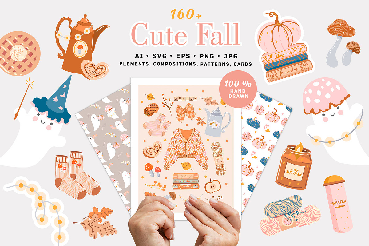 Fall & Halloween clipart. Autumn set, a Seasonal Illustration by VerAna (Photo 1 of 20)