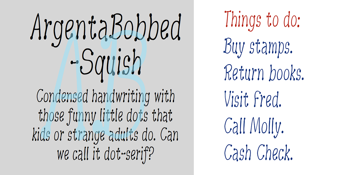 ArgentaBobbed, a Handwritten Font by Ingrimayne Type (Photo 6 of 9)