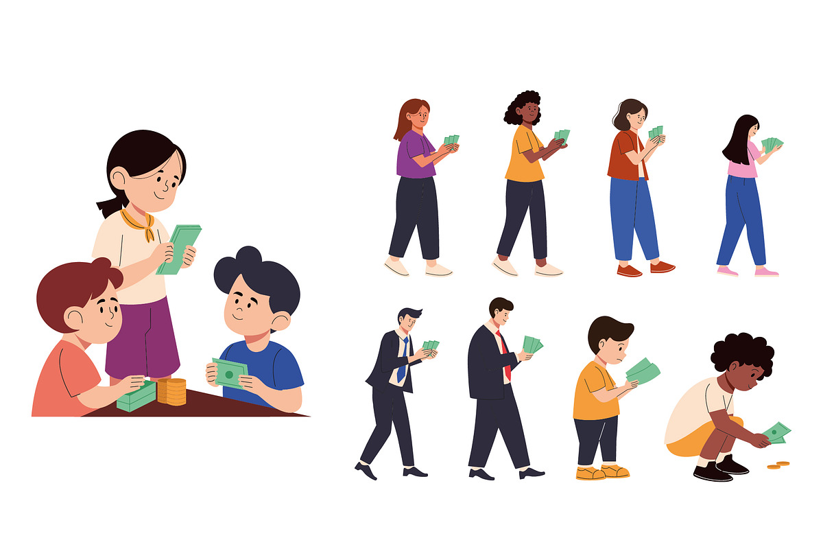 People with Money Illustration Set
