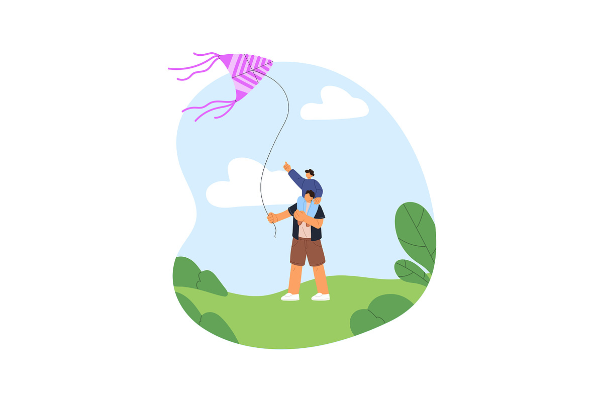 Happy people flying kites in nature, a Person Illustration by PaperTrident (Photo 5 of 7)