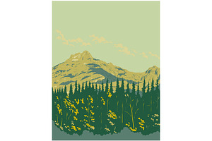 Mount Yamnuska in Canada WPA Poster, a Decorative Illustration by patrimonio
