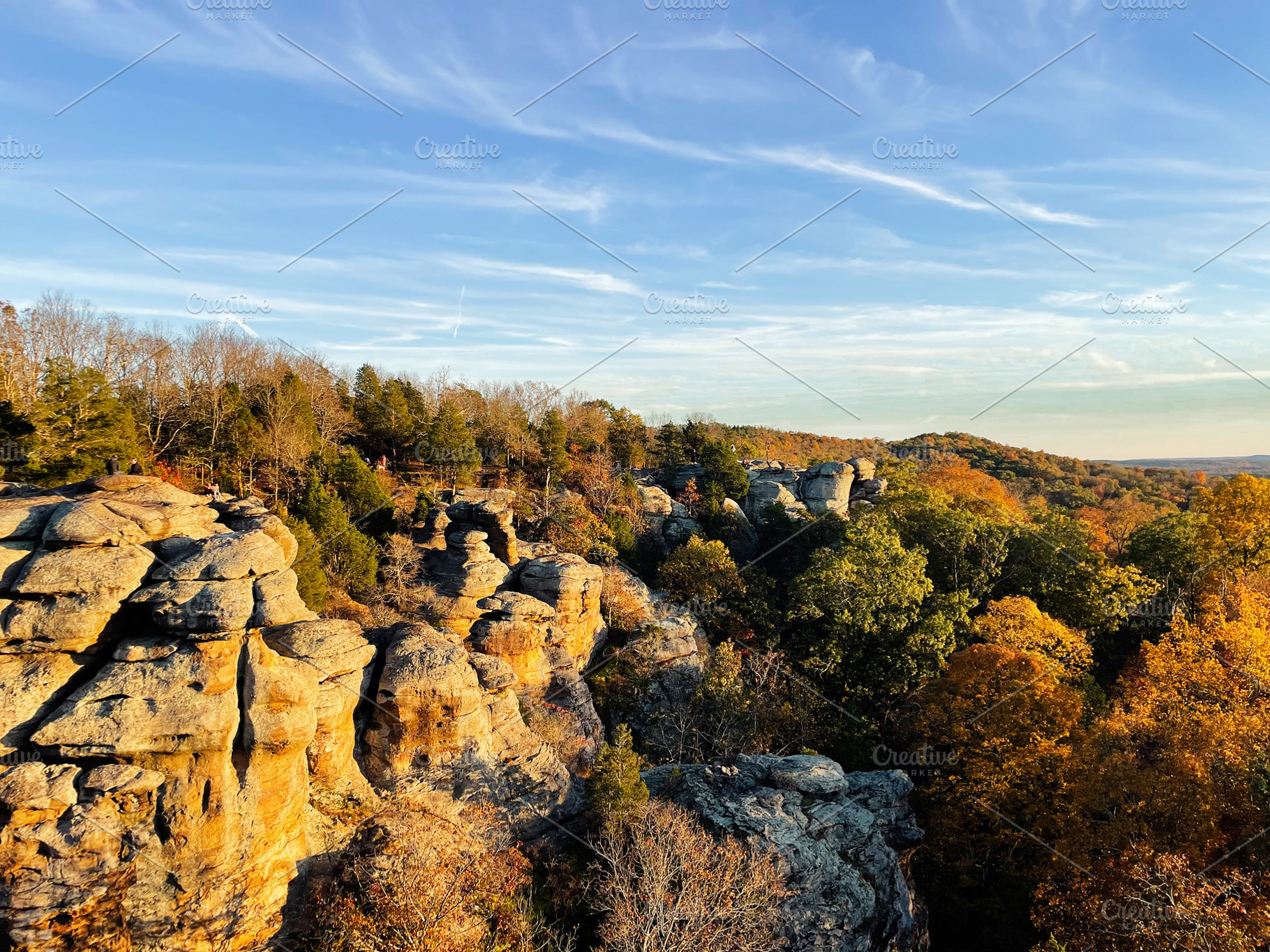 Overlook at Garden of the Gods in autumn with sandstone cliffs and colorful tre, a Nature Photo by AS photostudio
