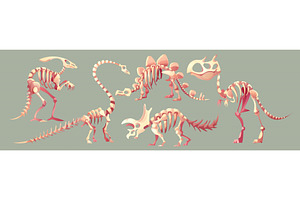 Dinosaur fossil skeleton set, an Illustration by art PVP - market