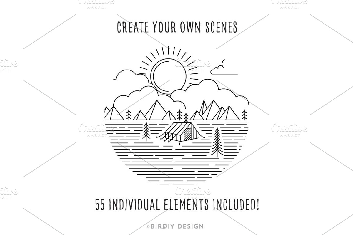 Rustic Monoline Icons and Designs, an Outline Icon by BirDIY Design (Photo 2 of 10)