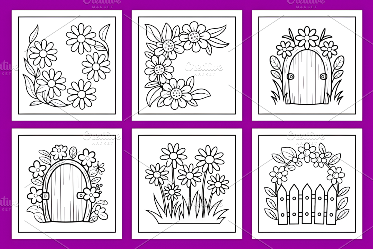 Blooming Corner Bold Easy Coloring, a Decorative Illustration by Design Station (Photo 3 of 4)
