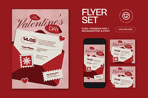 Red Valentine's Day Flyer Set, a Flyer Template by graphicook