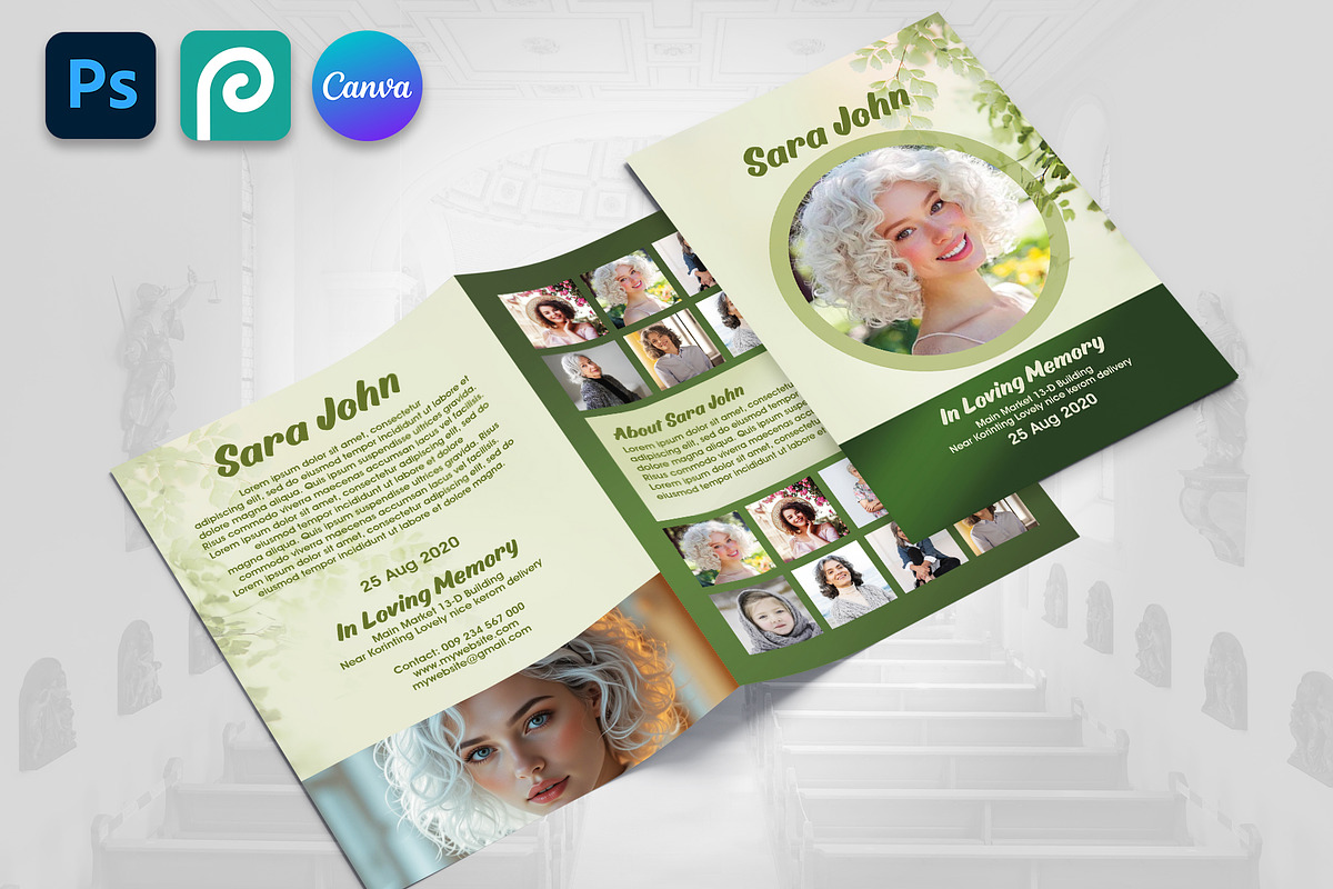 Bifold Funeral Program Brochure, a Brochure Template by Psd Templates (Photo 1 of 3)
