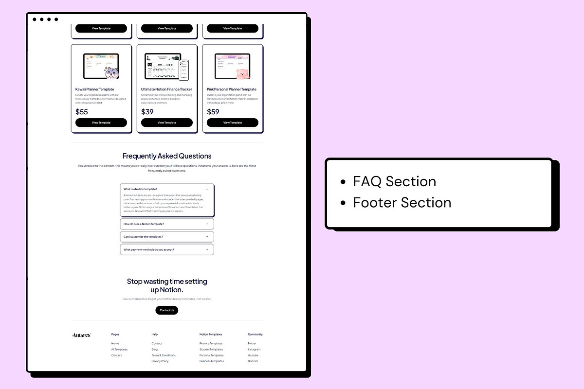 Best Notion Seller Website Template, a Landing Page Template by DaisyStudio (Photo 5 of 7)