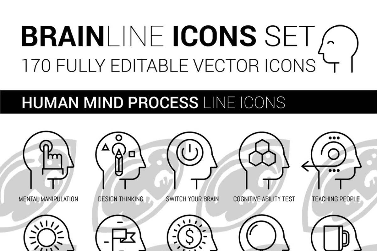 150 Human Mind Process Icons set, an Outline Icon by Pingebat (Photo 3 of 3)