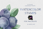 Watercolour Stamps for Procreate, a Brush Add-On by Marge Art (Thumbnail 1 of 2)