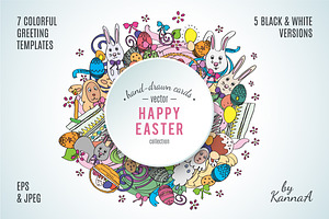 Happy Easter template greetings set 