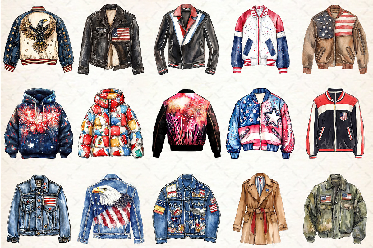 Watercolor 4th of July Jacket Clipar, a Seasonal Illustration by Rose Art (Photo 3 of 4)
