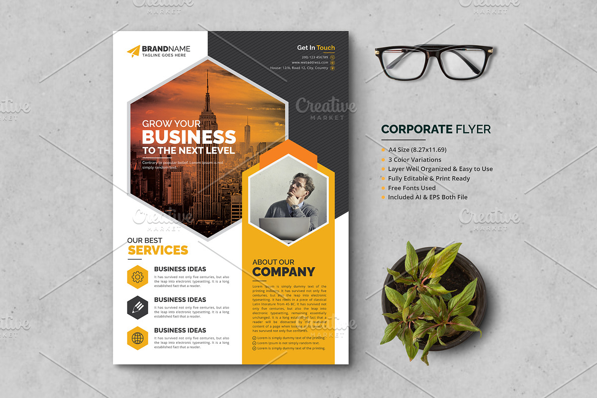 Corporate Business Flyer Template, a Flyer Template by GraphicsBurg (Photo 1 of 4)