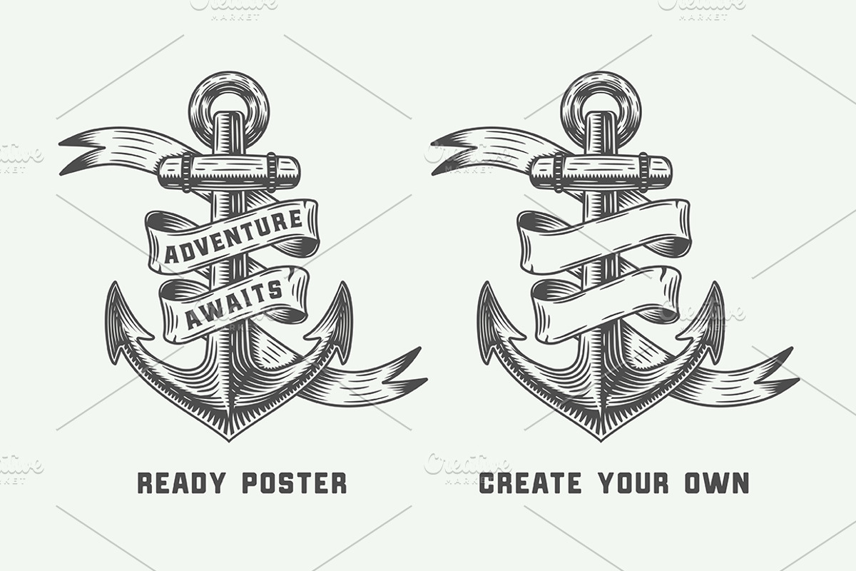 Vintage adventure poster with anchor, an Illustration by AkimD (Photo 3 of 4)
