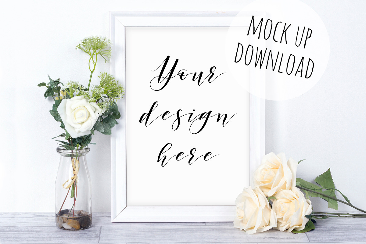 White Frame Mockup Scene, a Print Template by Pixomize (Photo 1 of 2)