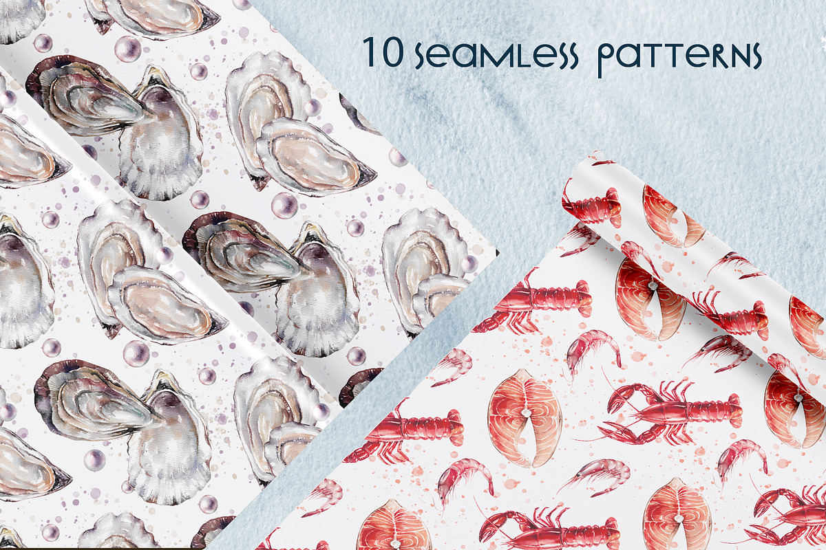 Seafood watercolor clipart, a Food Illustration by Eva Kleinman (Photo 10 of 13)