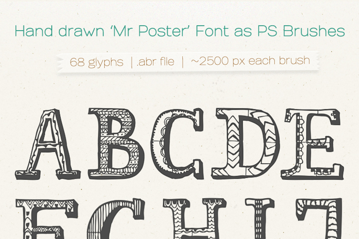 Hand drawn 'Mr Poster' Font Brushes, a Brush Add-On by Frisk Shop (Photo 4 of 4)
