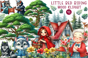 Little Red Riding Hood Clipart, an Illustration by CreationArt