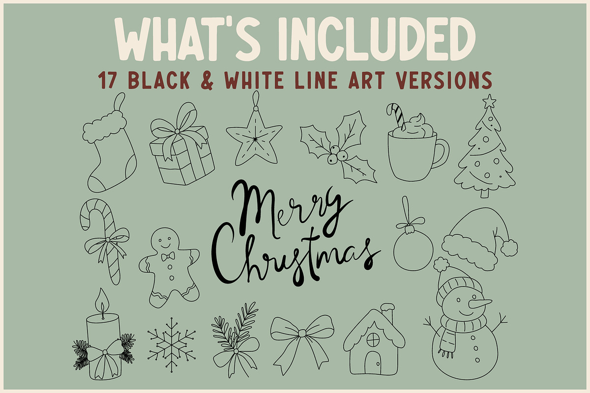 Christmas Doodle Clipart Bundle, a Seasonal Illustration by OREHOVKA (Photo 3 of 3)