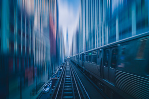Futuristic scene Motion blur movemen
