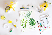 Tropical leaves branches watercolor, a Decorative Illustration by LABFcreations (Thumbnail 6 of 9)