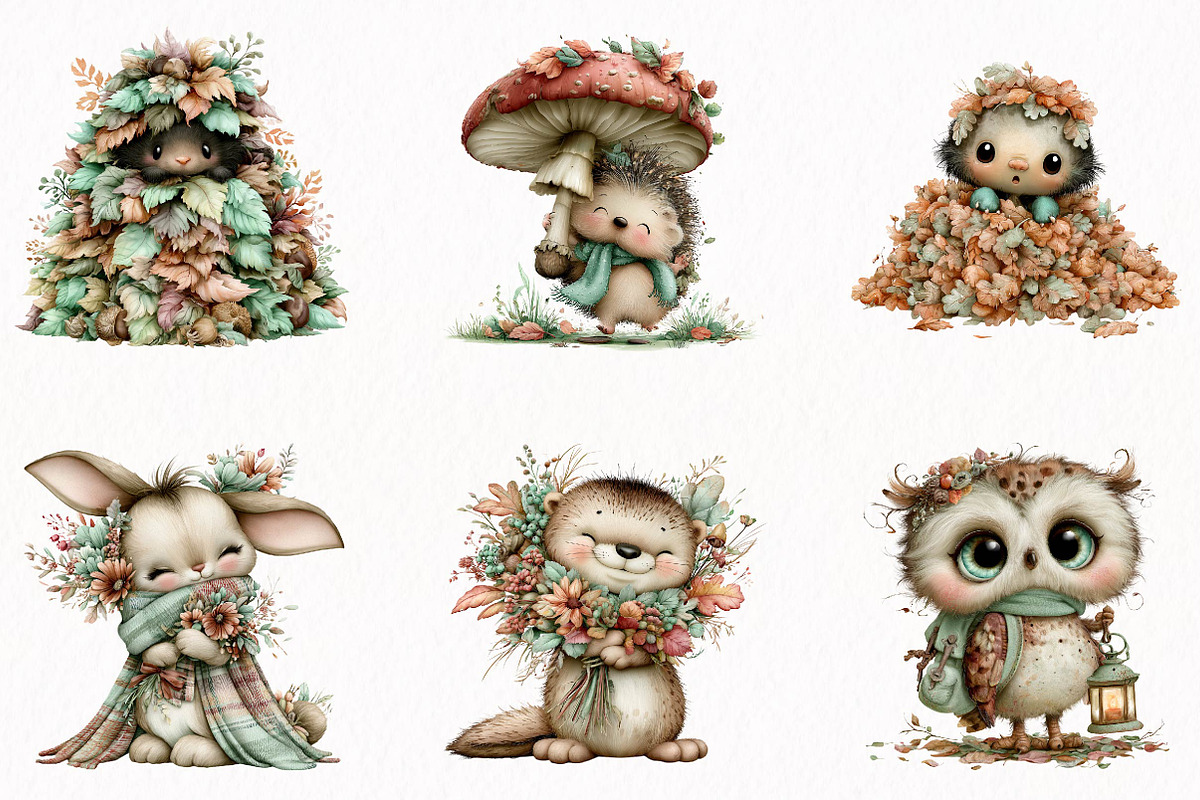 Fall Woodland Animal Clipart, a Seasonal Illustration by fashionaddict (Photo 4 of 7)