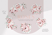 Watercolor Roses Clipart, an Illustration by WalaPalette (Thumbnail 2 of 11)